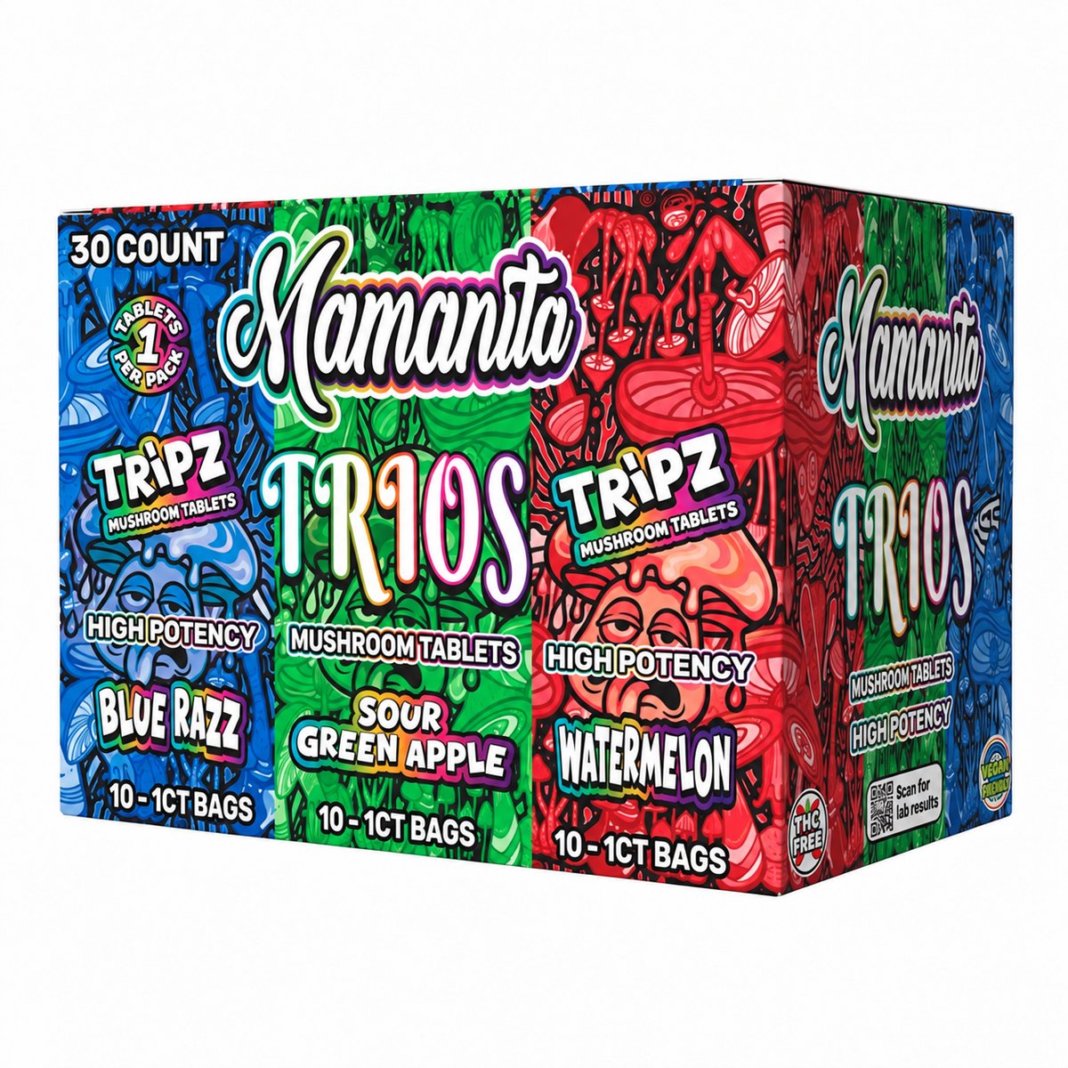 Trio 30ct Party Pack Tablets Blue Razz/Sour Green Apple/Watermelon